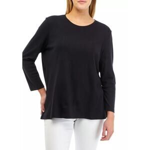 NWT Kim Rogers 3/4 Sleeve Solid Black T-Shirt Women's Size PS Petite Small